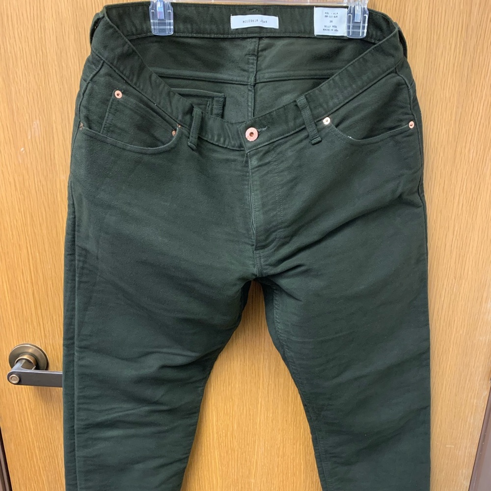 Billy Reid Slim Cut Mole Skin Jean Green - Size 36